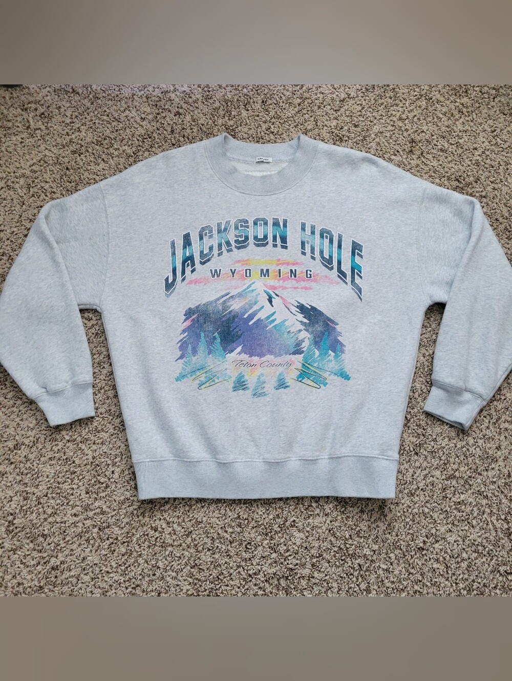 Abercrombie & Fitch Sweatshirt Jackson Hole Wyoming Gray Fleece XS Extra Small